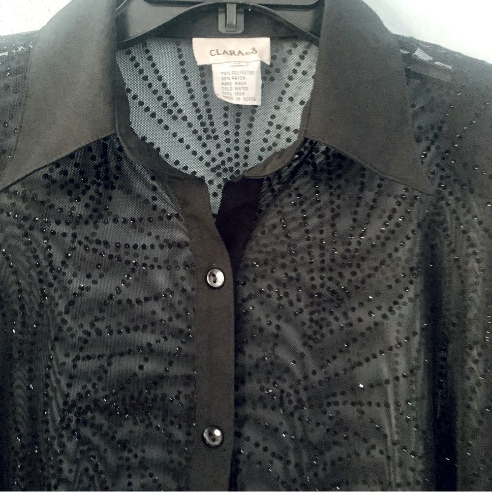 Chic Black Sheer Women's Blouse - Picture 4 of 11